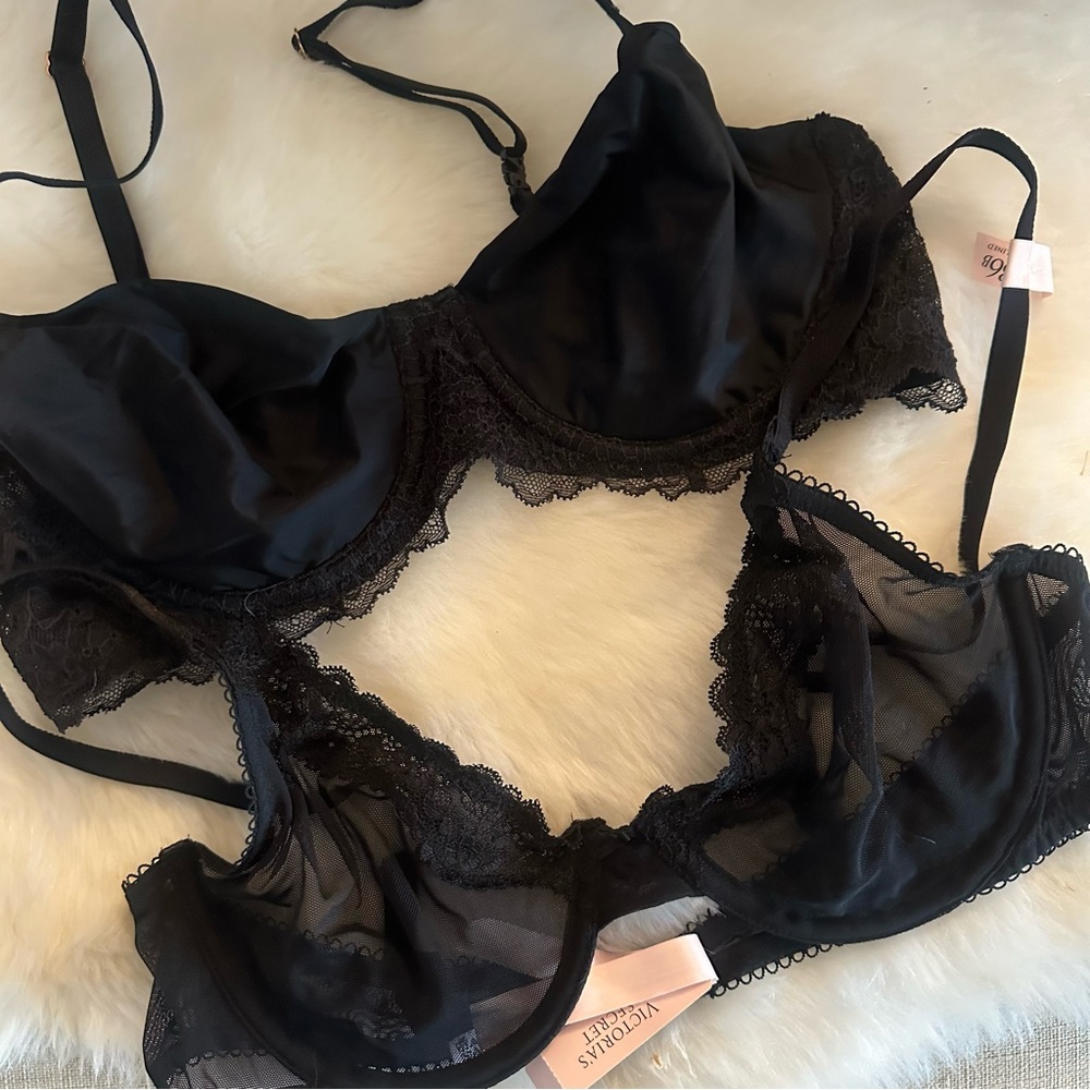 Victoria's Secret Lot 2 SEXY Black Lace Bras NEW Perfect Gift 💝 Sz 36B